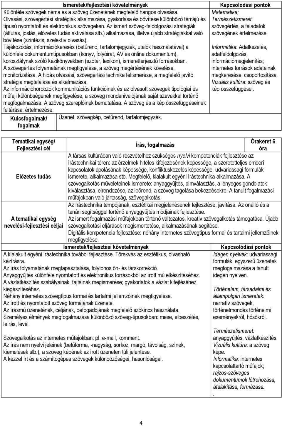 Az ismert szöveg-feldolgozási stratégiák (átfutás, jóslás, előzetes tudás aktiválása stb.) alkalmazása, illetve újabb stratégiákkal való bővítése (szintézis, szelektív olvasás).