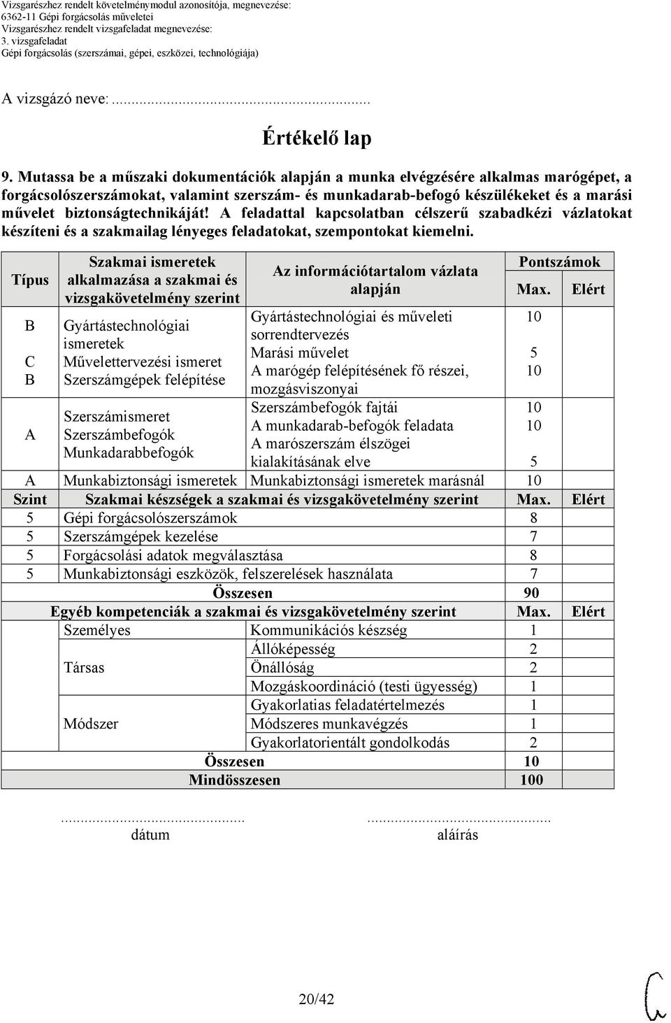 biztonságtechnikáját! A feladattal kapcsolatban célszerű szabadkézi vázlatokat készíteni és a szakmailag lényeges feladatokat, szempontokat kiemelni.