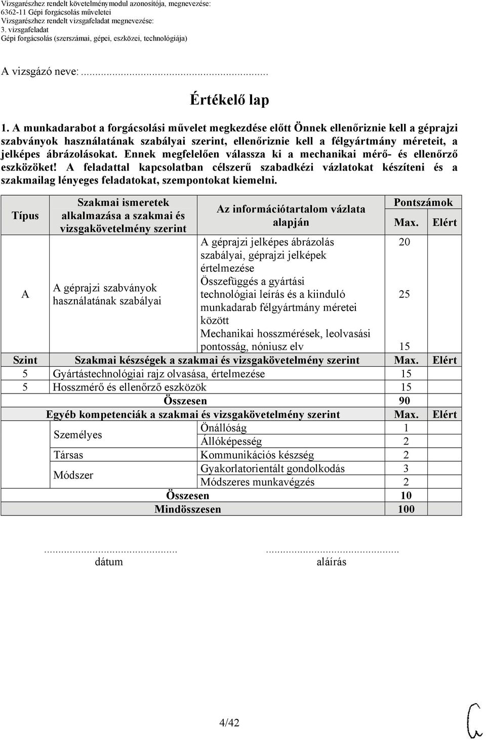 ábrázolásokat. Ennek megfelelően válassza ki a mechanikai mérő- és ellenőrző eszközöket!