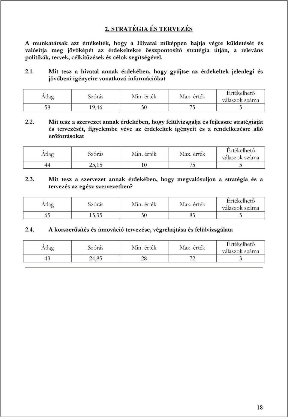 1. Mit tesz a hivatal annak érdekében, hogy gyűjtse az érdekeltek jelenlegi és jövőbeni igényeire vonatkozó információkat 58 19,46 30 75 5 2.
