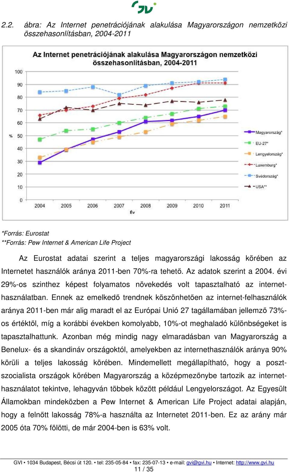 évi 29%-os szinthez képest folyamatos növekedés volt tapasztalható az internet- használatban.