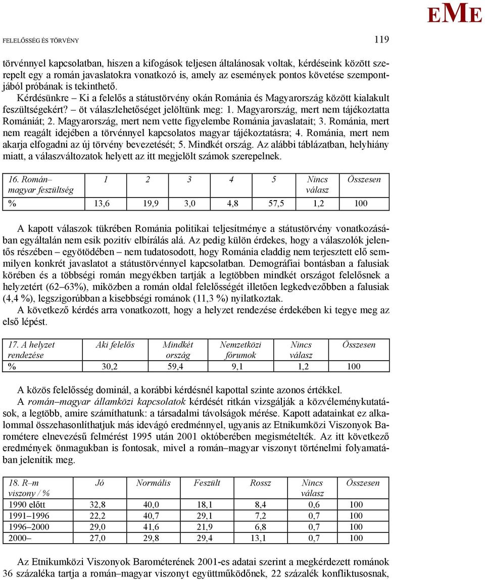 agyarország, mert nem tájékoztatta Romániát; 2. agyarország, mert nem vette figyelembe Románia javaslatait; 3. Románia, mert nem reagált idejében a törvénnyel kapcsolatos magyar tájékoztatásra; 4.