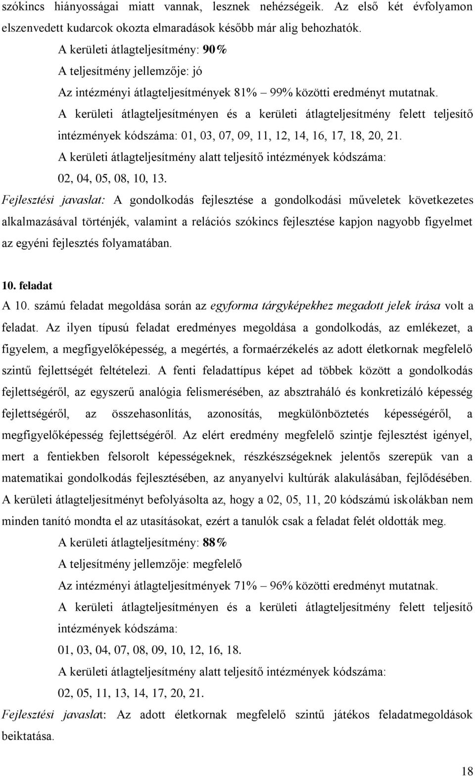 intézmények kódszáma: 01, 03, 07, 09, 11, 12, 14, 16, 17, 18, 20, 21. 02, 04, 05, 08, 10, 13.