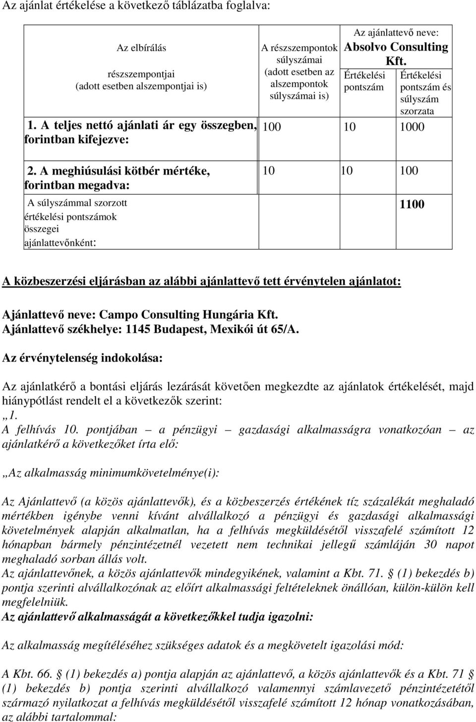 Értékelési pontszám 100 10 1000 Értékelési pontszám és súlyszám szorzata 2.