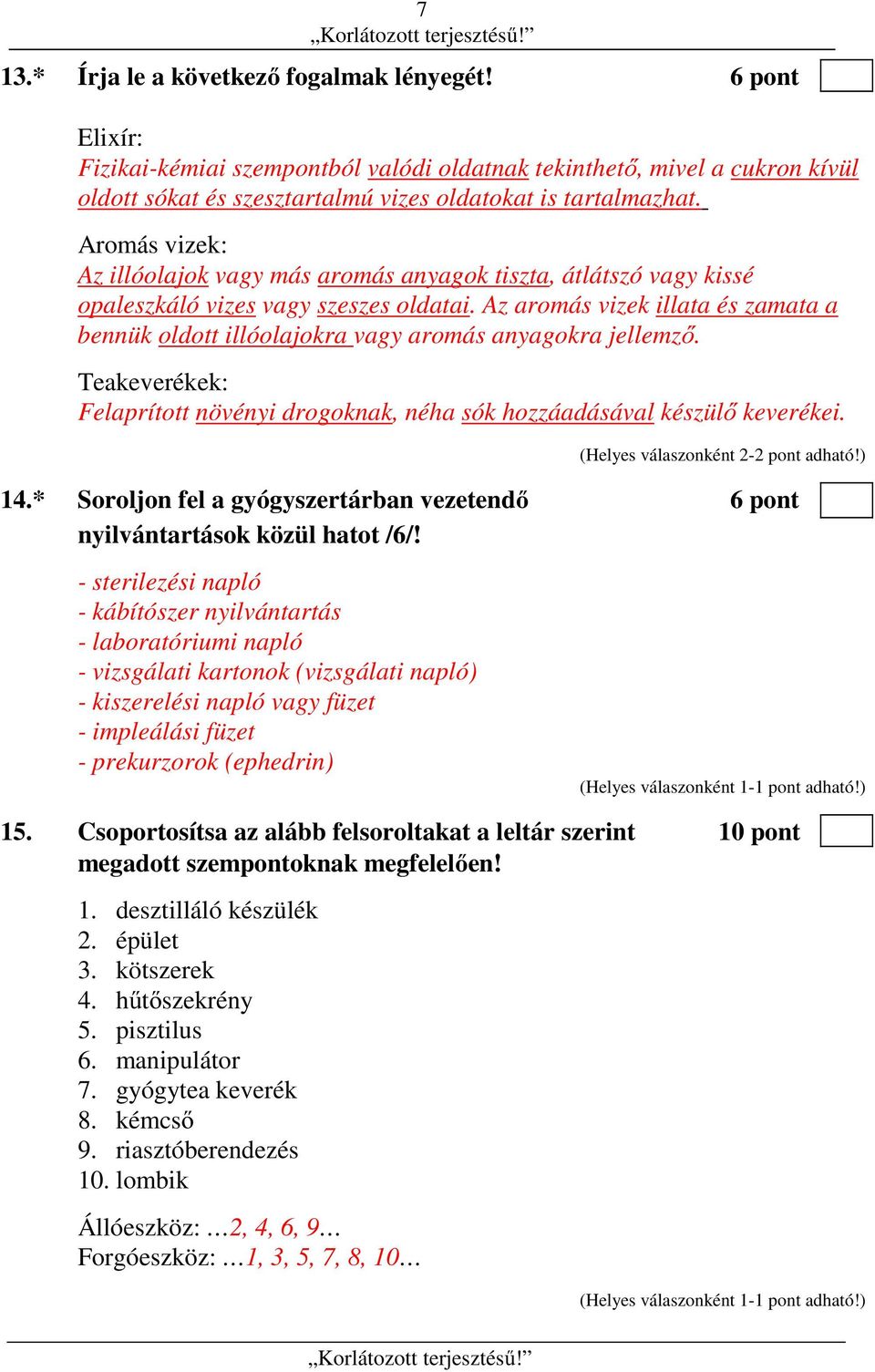 Az aromás vizek illata és zamata a bennük oldott illóolajokra vagy aromás anyagokra jellemző. Teakeverékek: Felaprított növényi drogoknak, néha sók hozzáadásával készülő keverékei.