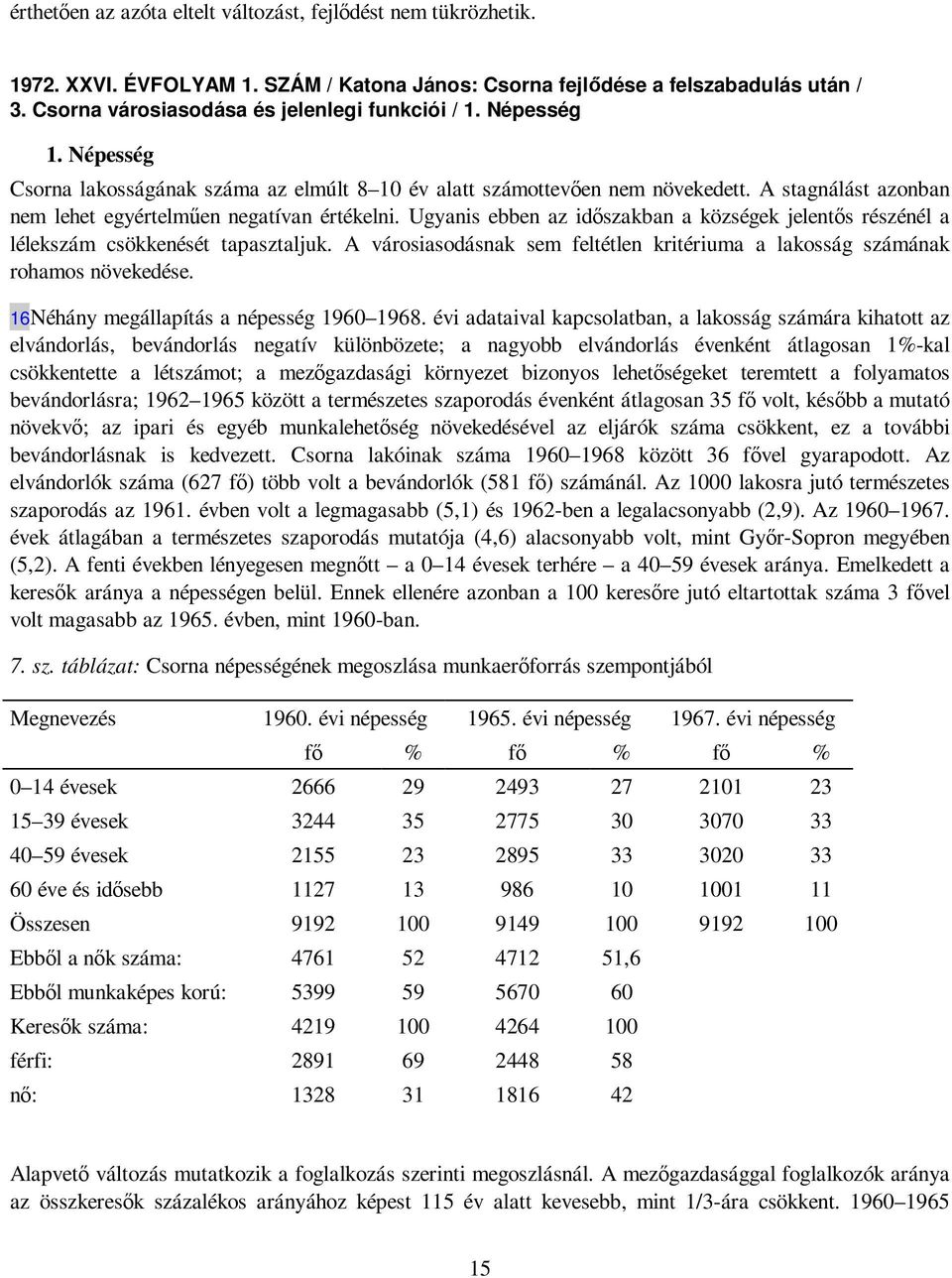 Ugyanis ebben az idıszakban a községek jelentıs részénél a lélekszám csökkenését tapasztaljuk. A városiasodásnak sem feltétlen kritériuma a lakosság számának rohamos növekedése.