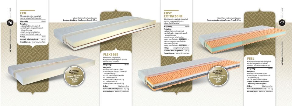 hideghab matrac masszázsfelülettel,» 3 cm komforthab ERGOZONE 5» 4 cm heterogén komforthab» 3 cm komforthab ERGOZONE 5 / FEEL Közép