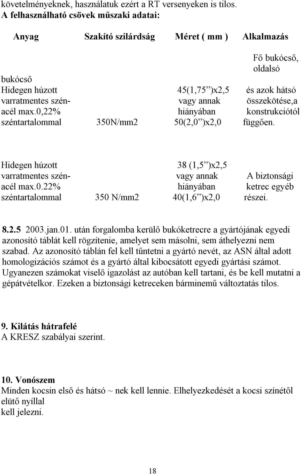 összekötése,a acél max.0,22% hiányában konstrukciótól széntartalommal 350N/mm2 50(2,0 )x2,0 függően. Hidegen húzott 38 (1,5 )x2,5 varratmentes szén- vagy annak A biztonsági acél max.0.22% hiányában ketrec egyéb széntartalommal 350 N/mm2 40(1,6 )x2,0 részei.