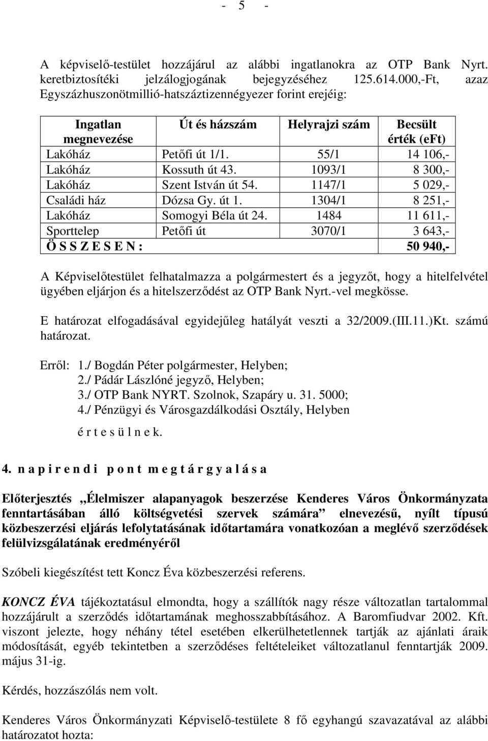 55/1 14 106,- Lakóház Kossuth út 43. 1093/1 8 300,- Lakóház Szent István út 54. 1147/1 5 029,- Családi ház Dózsa Gy. út 1. 1304/1 8 251,- Lakóház Somogyi Béla út 24.