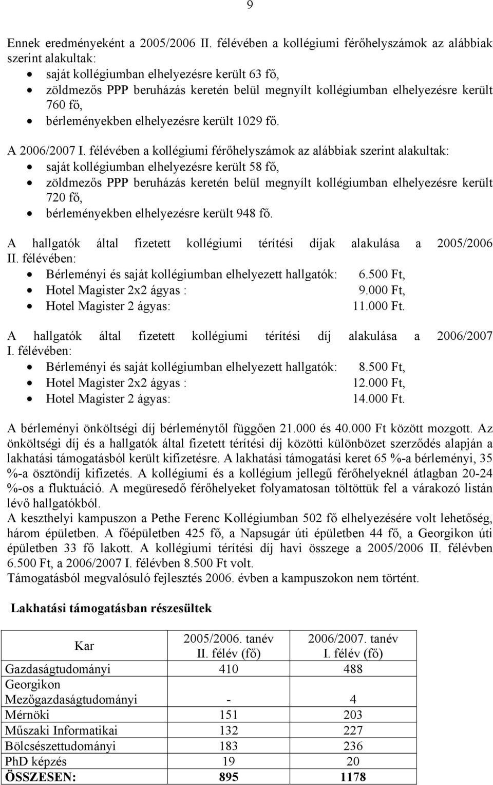 fő, bérleményekben elhelyezésre került 1029 fő. A 2006/2007 I.