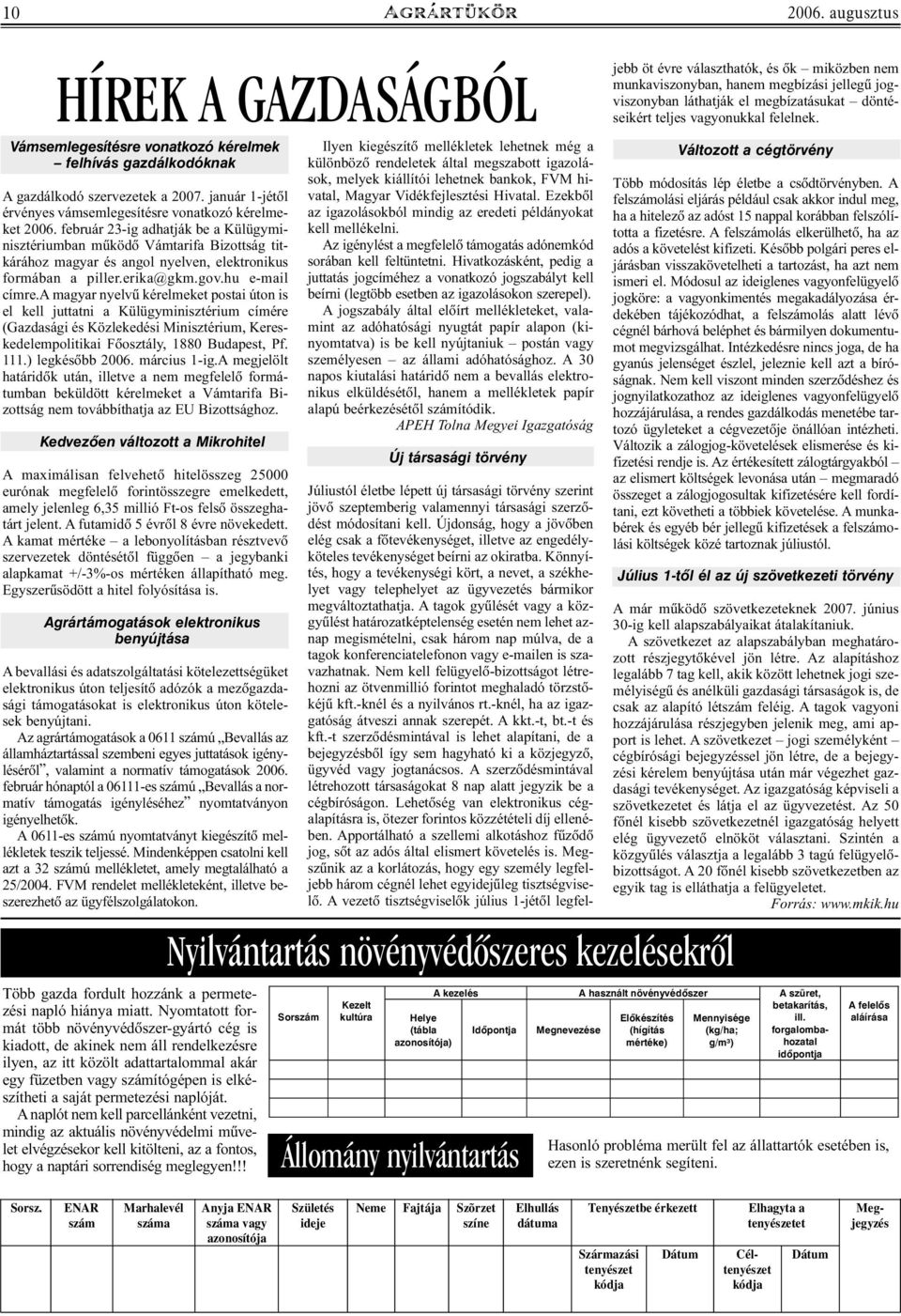 február 23-ig adhatják be a Külügyminisztériumban mûködõ Vámtarifa Bizottság titkárához magyar és angol nyelven, elektronikus formában a piller.erika@gkm.gov.hu e-mail címre.