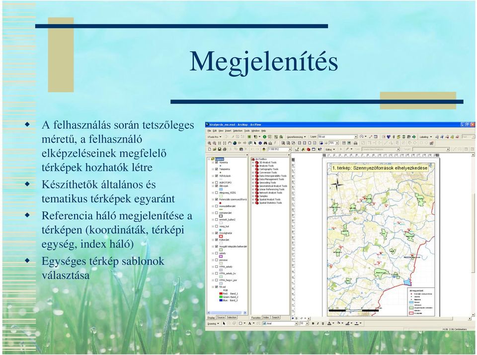 és tematikus térképek egyaránt Referencia háló megjelenítése a térképen