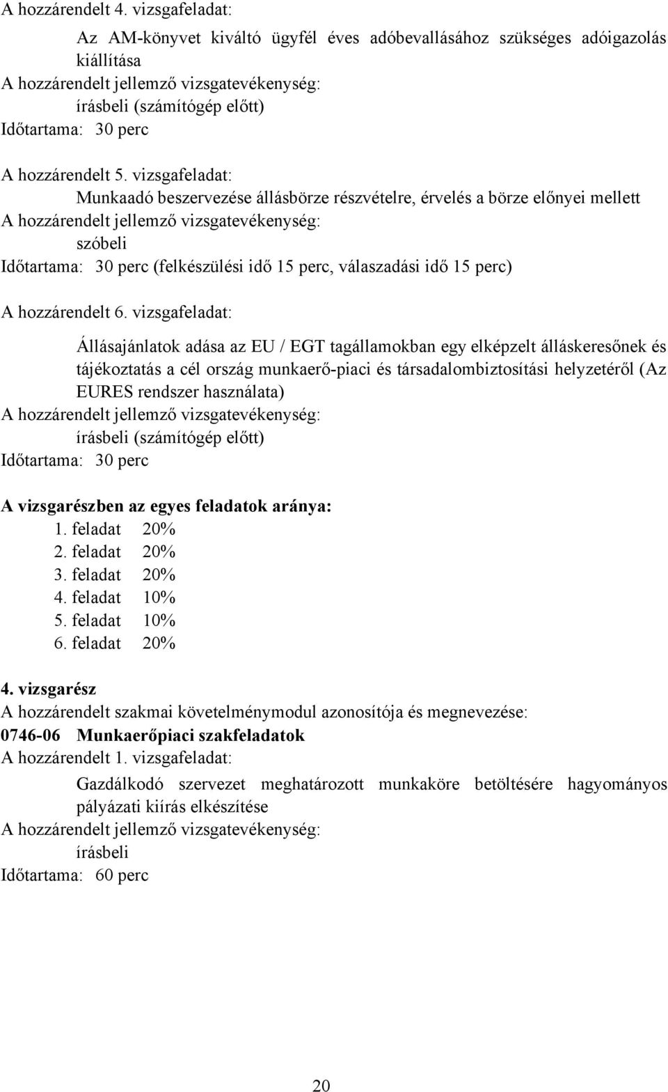 vizsgafeladat: Állásajánlatok adása az EU / EGT tagállamokban egy elképzelt álláskeresőnek és tájékoztatás a cél ország munkaerő-piaci és társadalombiztosítási helyzetéről (Az EURES rendszer