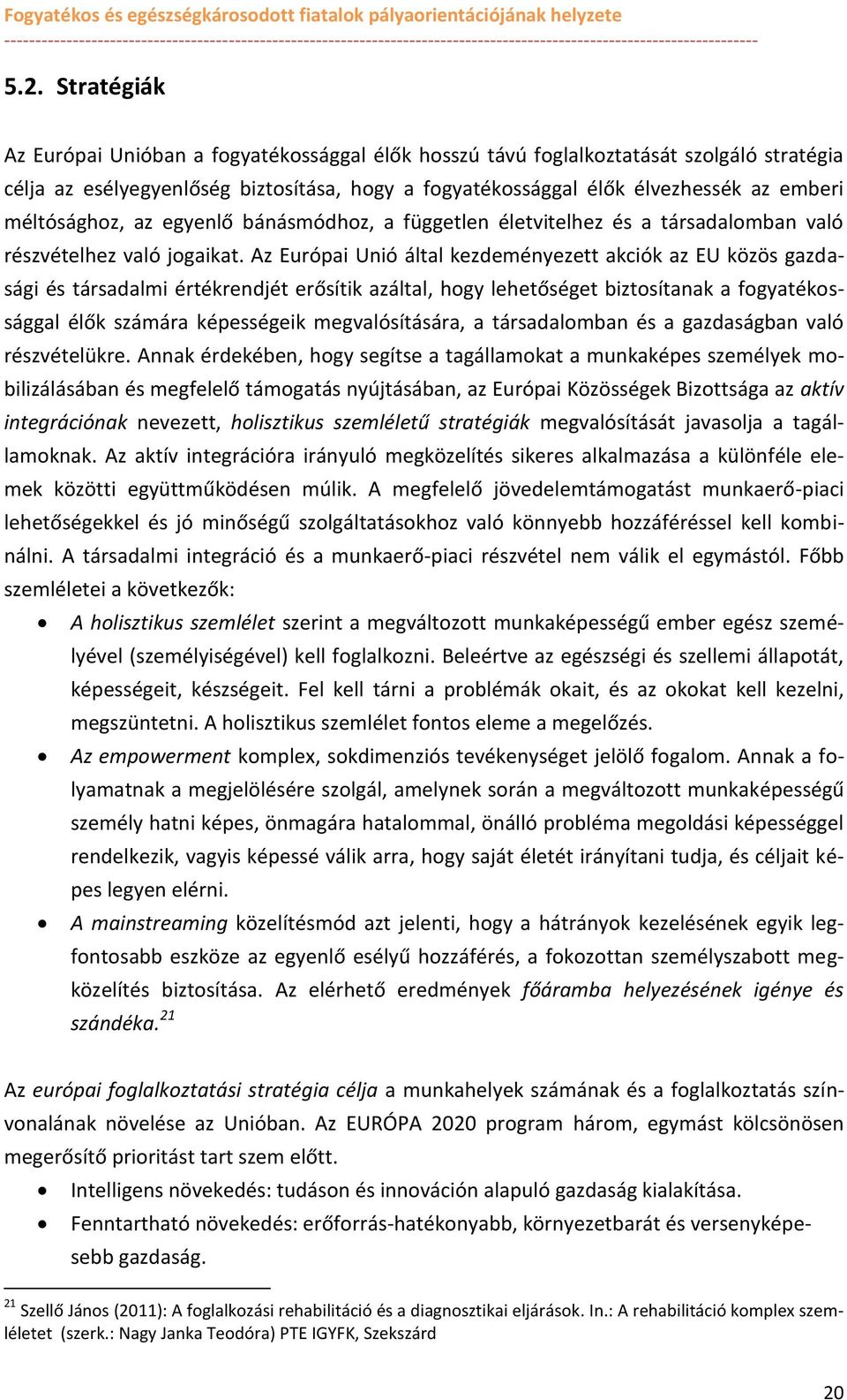 Az Európai Unió által kezdeményezett akciók az EU közös gazdasági és társadalmi értékrendjét erősítik azáltal, hgy lehetőséget biztsítanak a fgyatékssággal élők számára képességeik megvalósítására, a
