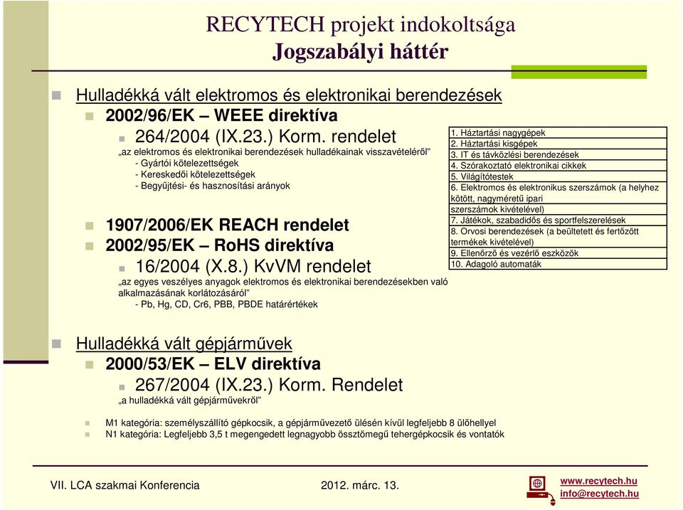 rendelet 2002/95/EK RoHS direktíva 16/2004 (X.8.