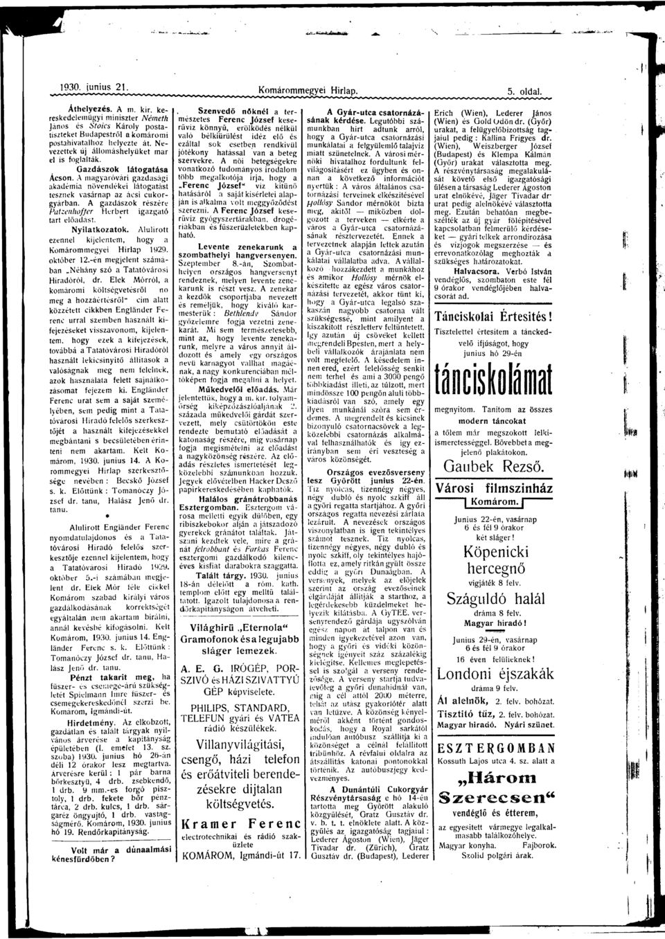 A Ky Hp őj véb : Bcő Jóf.. Eőü : Tócy Jóf. ú, Há Jő. u. Au Eä Fc yuj é Tóvá Híó fő őj j, hy Tóv Híó 1929. ób ő.- ááb j. E Mó fé ck Ká b áy vá ááá éé yáá bíá, á vébé fá. K Ká, 1930. júu 14. Eä Fc.. Eőü : Tócy Jóf. u, Há Jő.