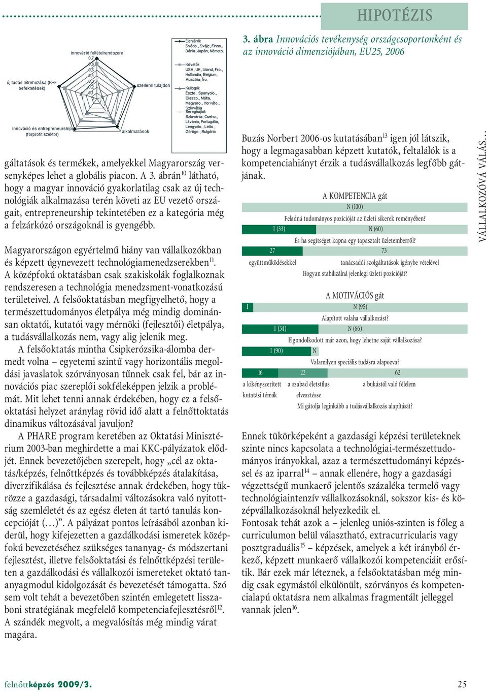 országoknál is gyengébb. Magyarországon egyértelmű hiány van vállalkozókban és képzett úgynevezett technológiamenedzserekben 11.