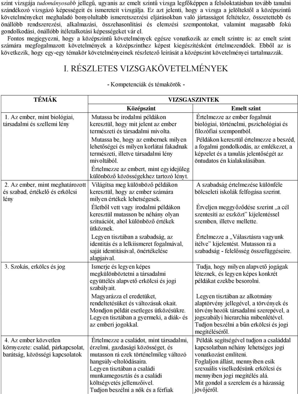 alkalmazási, összehasonlítási és elemzési szempontokat, valamint magasabb fokú gondolkodási, önállóbb ítéletalkotási képességeket vár el.