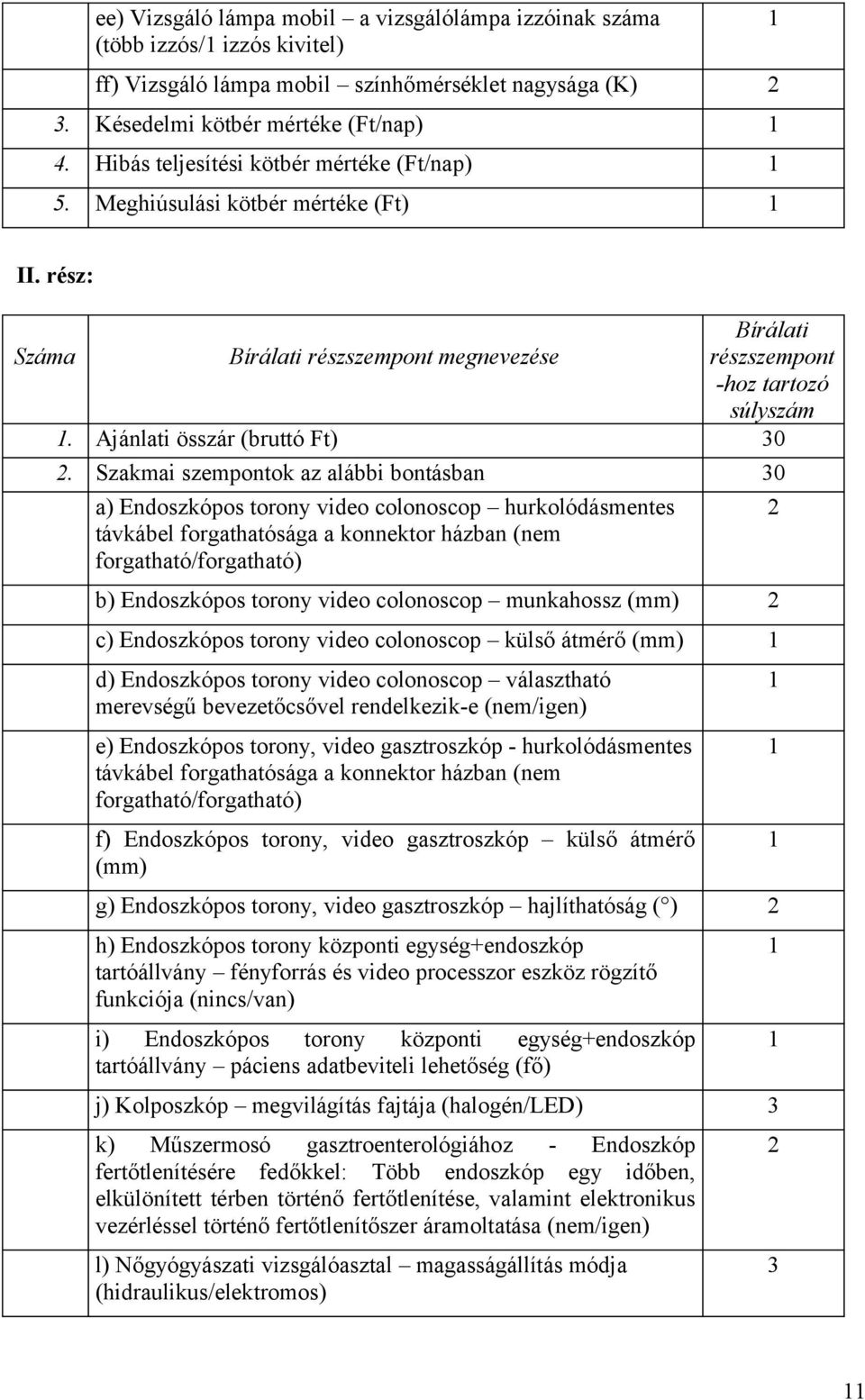 Ajánlati összár (bruttó Ft) 30 2.