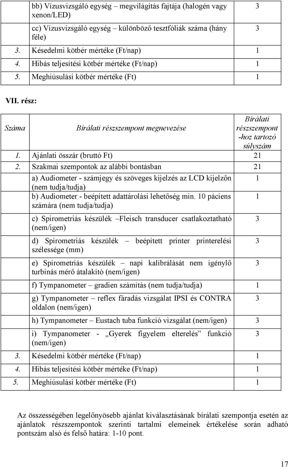 Ajánlati összár (bruttó Ft) 21 2.