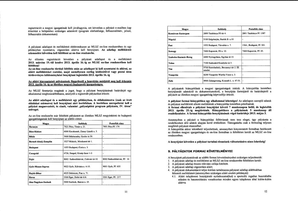 Az adatap meéketeit szkenneést követően ke fetöteni az on-ine rendszerbe. Az eőzetes regisztrációt követően a páyázati adatapot és a meéketeit 2013. március 19.-tö kezdve 2013. ápriis 16.