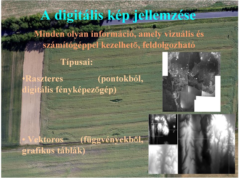 feldolgozható Típusai: Raszteres (pontokból,