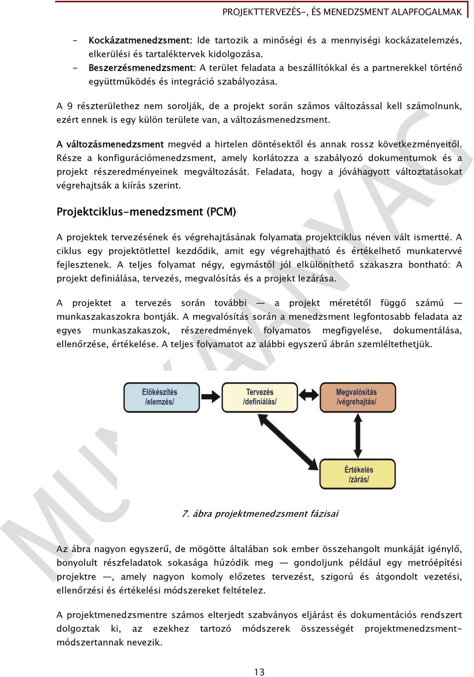 A 9 részterülethez nem sorolják, de a projekt során számos változással kell számolnunk, ezért ennek is egy külön területe van, a változásmenedzsment.