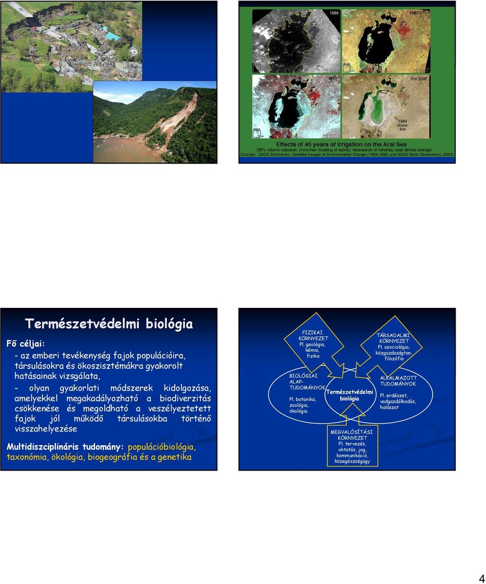 populációbiológia, taxonómia, ökológia, biogeográfia és a genetika FIZIKAI KÖRNYEZET Pl. geológia, kémia, fizika BIOLÓGIAI ALAP- TUDOMÁNYOK Pl.