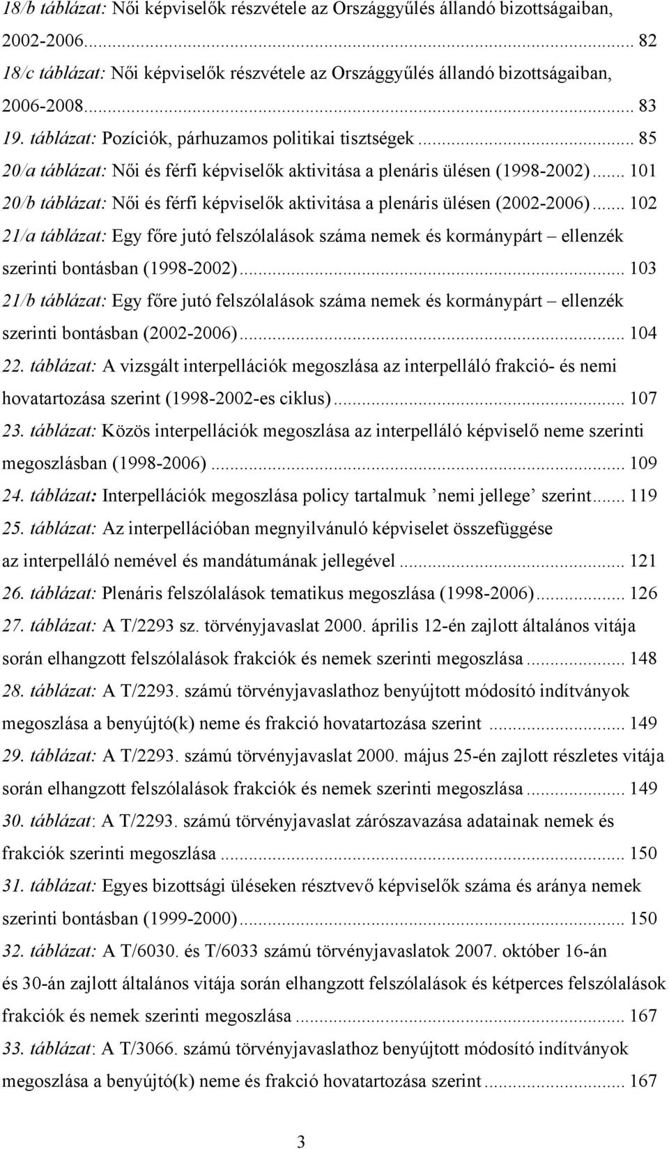 .. 101 20/b táblázat: Női és férfi képviselők aktivitása a plenáris ülésen (2002-2006).