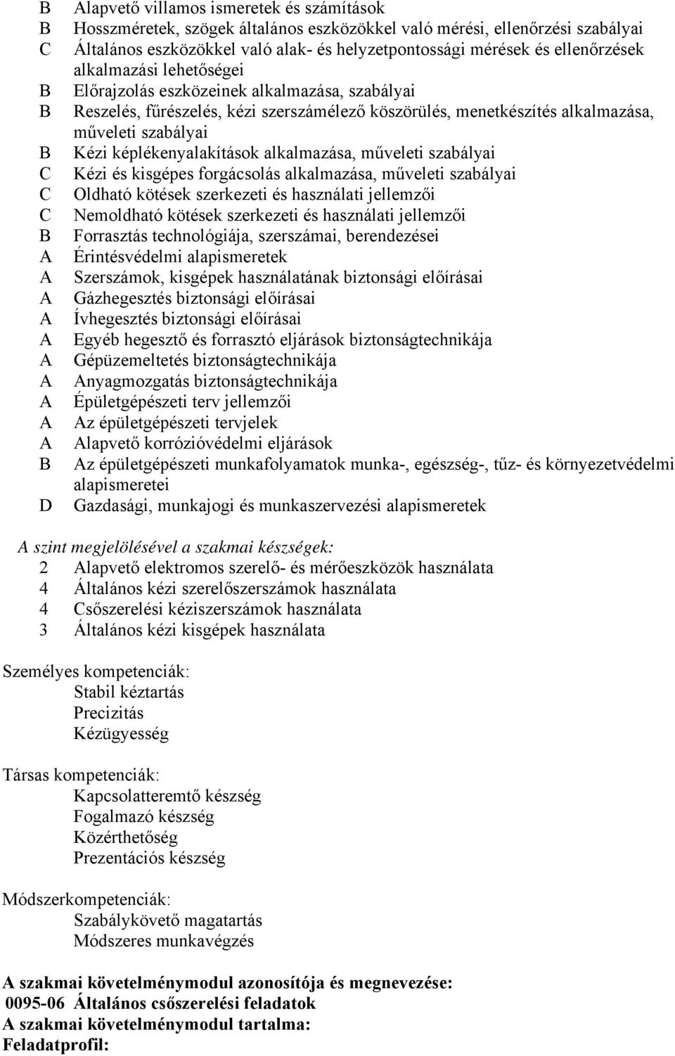 műveleti szabályai Kézi képlékenyalakítások alkalmazása, műveleti szabályai Kézi és kisgépes forgácsolás alkalmazása, műveleti szabályai Oldható kötések szerkezeti és használati jellemzői Nemoldható