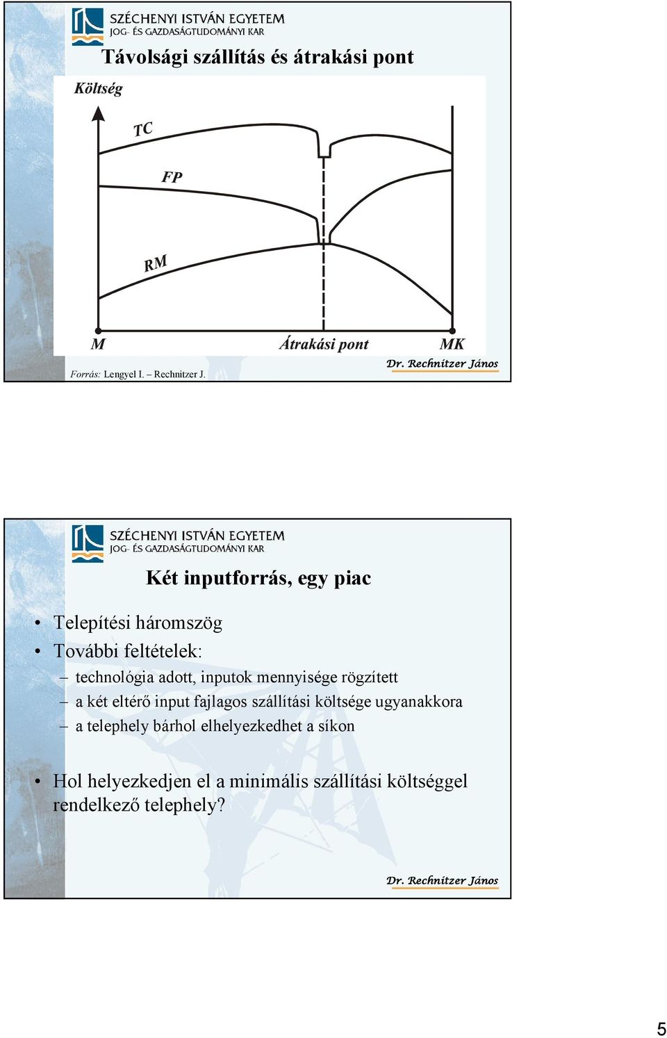 adott, inputok mennyisége rögzített a két eltérő input fajlagos szállítási költsége ugyanakkora a