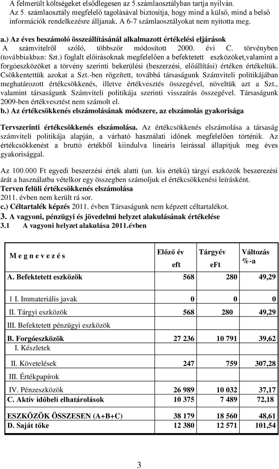 ) foglalt előírásoknak megfelelően a befektetett eszközöket,valamint a forgóeszközöket a törvény szerinti bekerülési (beszerzési, előállítási) értéken értékeltük. Csökkentettük azokat a Szt.