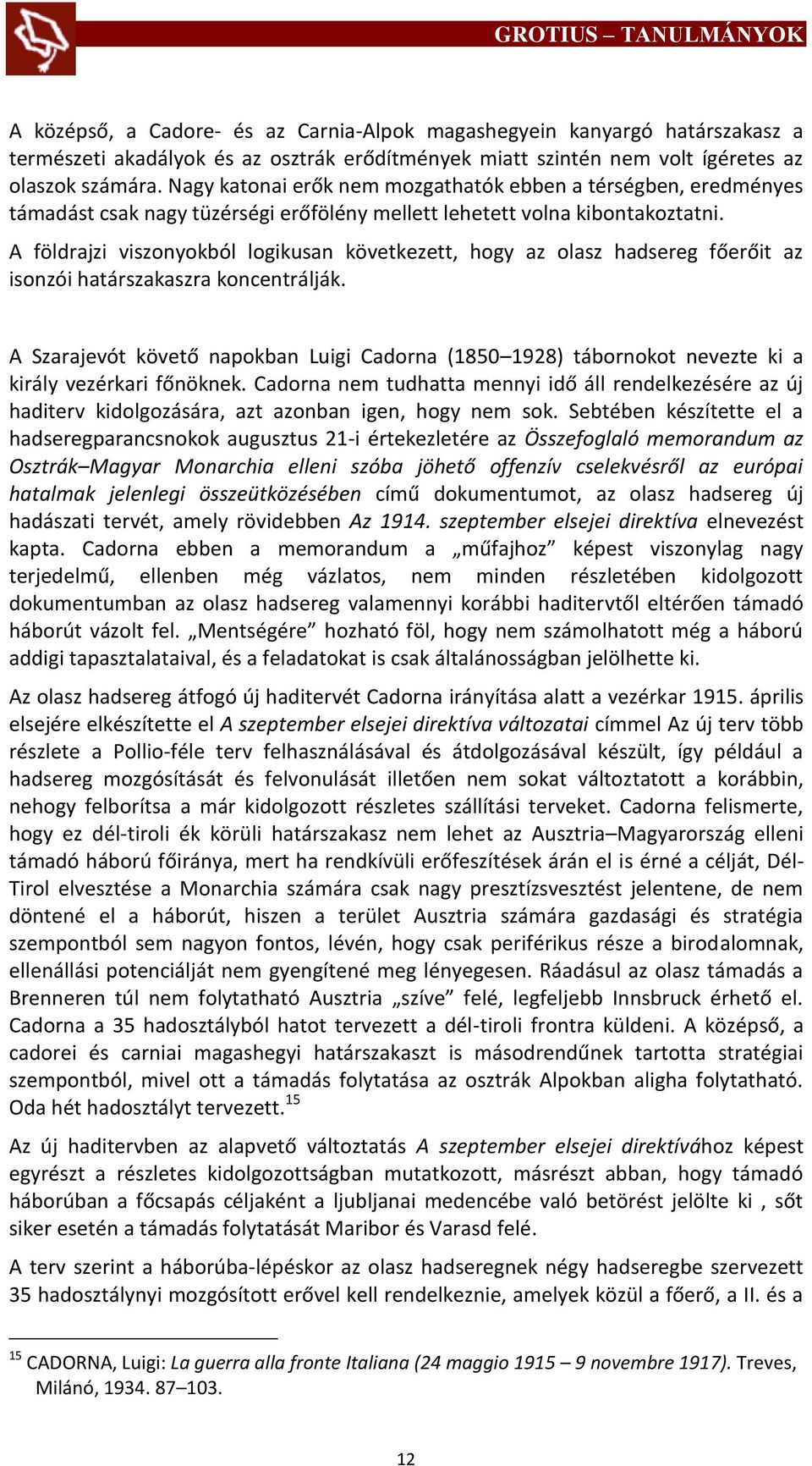 A földrajzi viszonyokból logikusan következett, hogy az olasz hadsereg főerőit az isonzói határszakaszra koncentrálják.