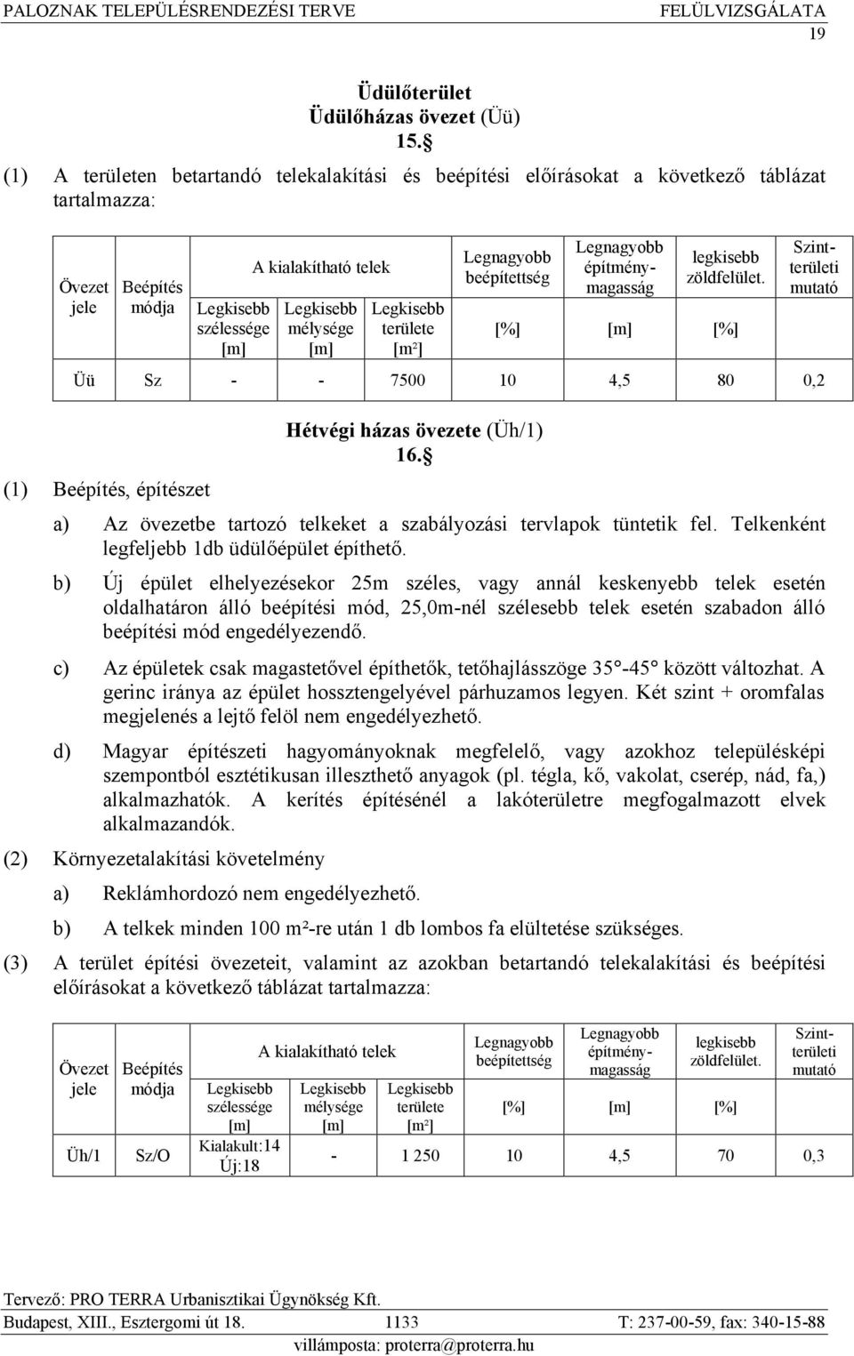 ttség l öldf lül t. 厧ᔗ厧 厧 厧m 厧 厧ᔗ厧 厧 gnagyobb építménymagasság intt ül ti mutató ü - - 7500 0 4,5 80 0,2 ( ) B építés, építés t Hétvégi házas övezete ( h/ ) 16.