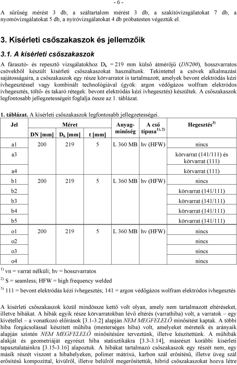 Tekintettel a csövek alkalmazási sajátosságaira, a csőszakaszok egy része körvarratot is tartalmazott, amelyek bevont elektródás kézi ívhegesztéssel vagy kombinált technológiával (gyök: argon