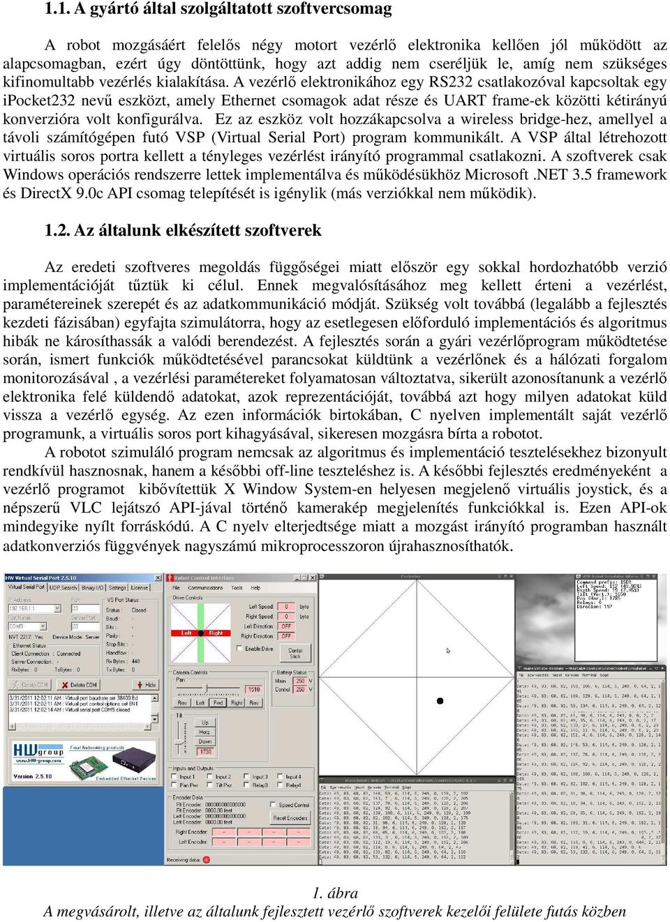 A vezérlő elektronikához egy RS232 csatlakozóval kapcsoltak egy ipocket232 nevű eszközt, amely Ethernet csomagok adat része és UART frame-ek közötti kétirányú konverzióra volt konfigurálva.