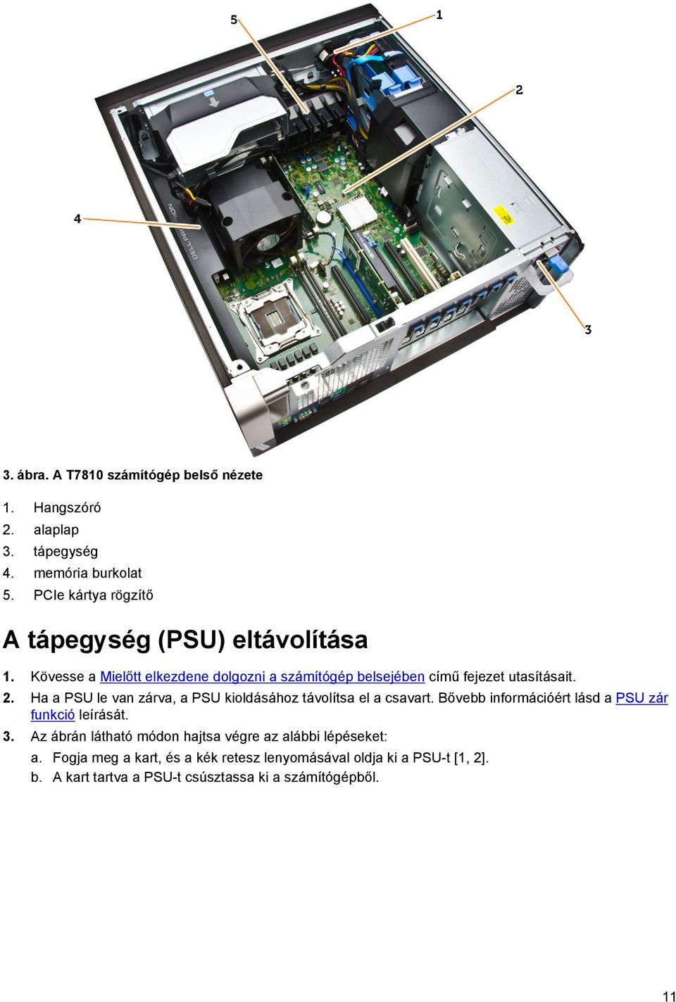 2. Ha a PSU le van zárva, a PSU kioldásához távolítsa el a csavart. Bővebb információért lásd a PSU zár funkció leírását. 3.