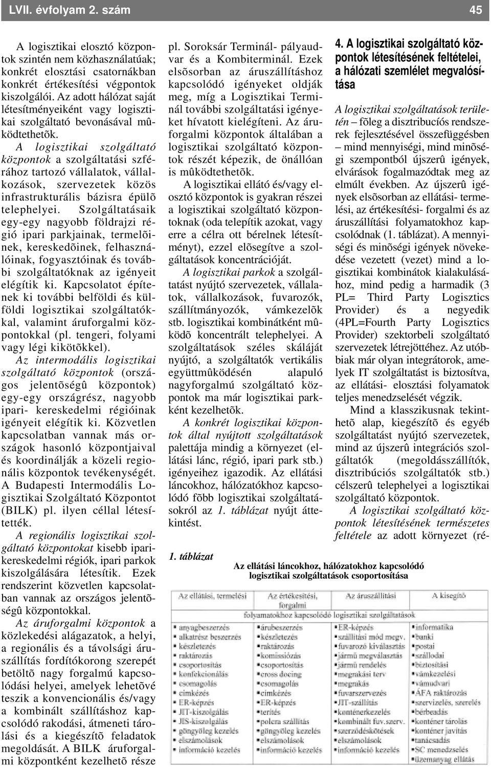 A logisztikai szolgáltató központok a szolgáltatási szférához tartozó vállalatok, vállalkozások, szervezetek közös infrastrukturális bázisra épülõ telephelyei.