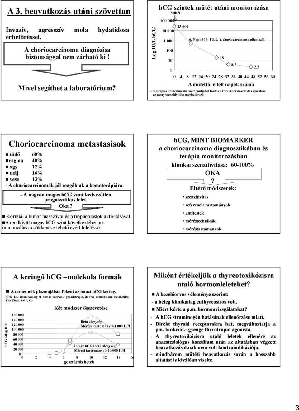 Np: 466 IU/L choriocrcinom ellen szól 8 3,7 2,2 4 8 262242832364444852566 A műtéttől eltelt npok szám -terápiás döntéshoztl szempontjából fontos kori titer növekedés igzolás z ssy szenzitivitás