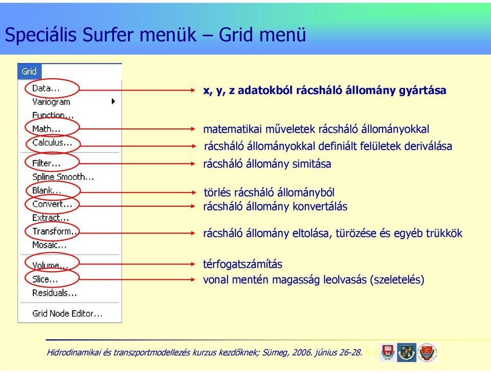 rácsháló állomány simitása törlés rácsháló állományból rácsháló állomány konvertálás rácsháló