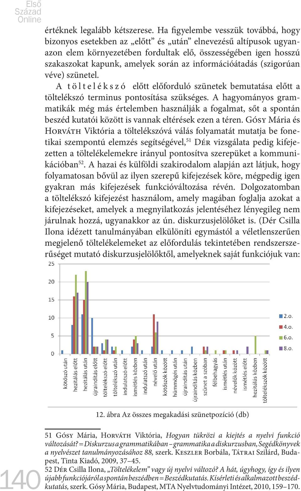 információátadás (szigorúan véve) szünetel. A t ö l t e l é k s z ó előtt előforduló szünetek bemutatása előtt a töltelékszó terminus pontosítása szükséges.