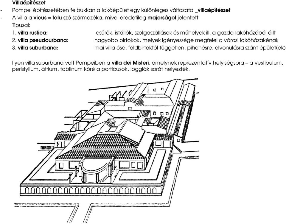 villa pseudourbana: nagyobb birtokok, melyek igényessége megfelel a városi lakóházakénak 3.