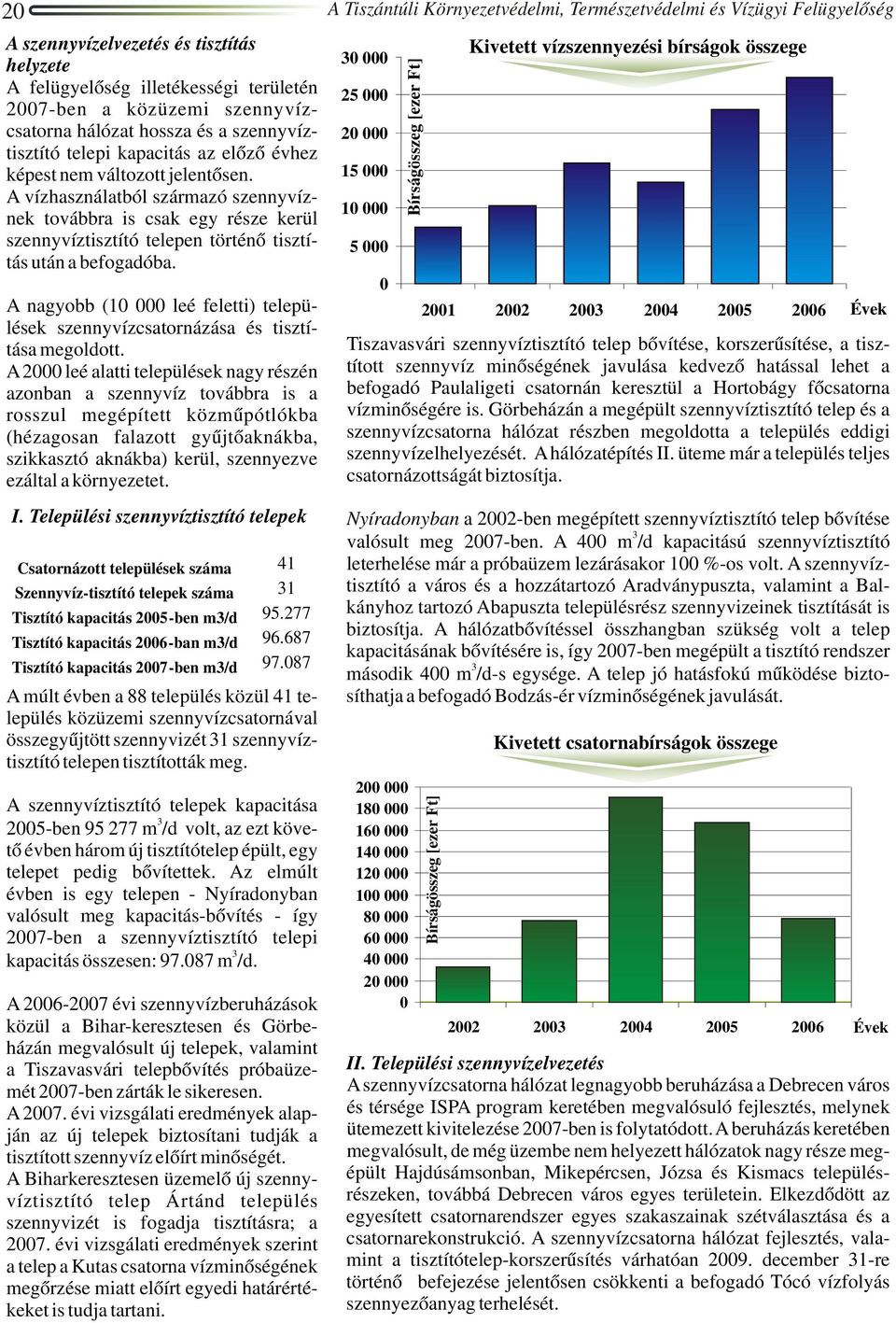 A nagyobb (10 000 leé feletti) települések szennyvízcsatornázása és tisztítása megoldott.