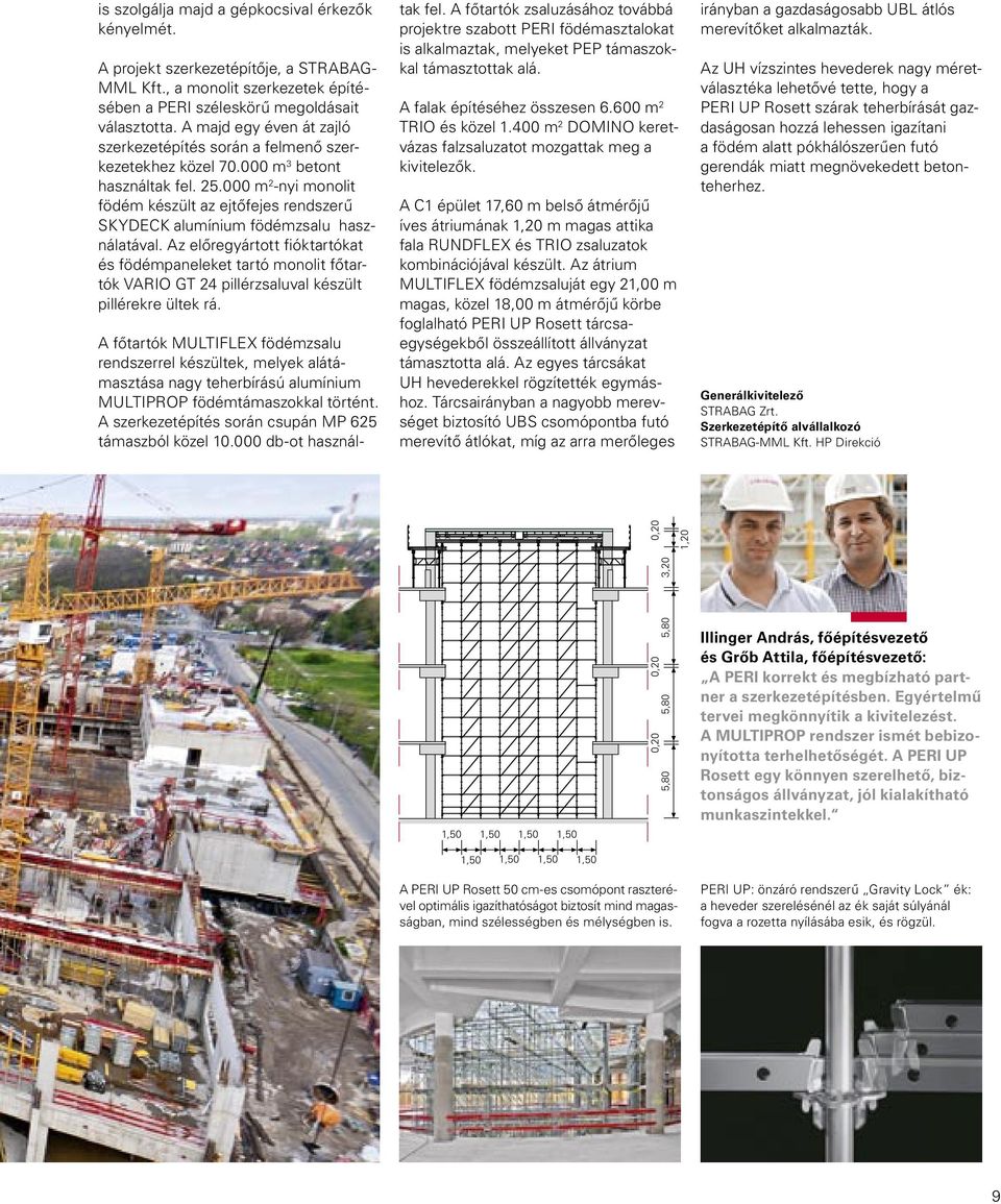 000 m 2 -nyi monolit födém készült az ejtőfejes rendszerű SKYDECK alumínium födémzsalu használatával.
