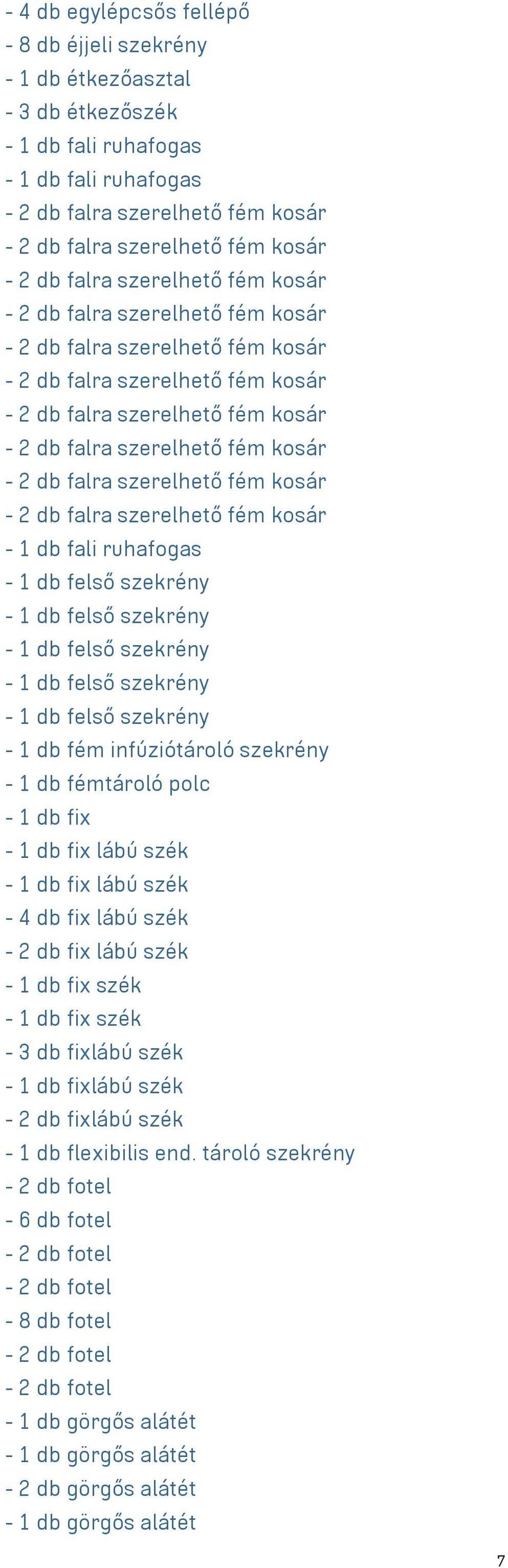 kosár - 2 db falra szerelhető fém kosár - 2 db falra szerelhető fém kosár - 1 db fali ruhafogas - 1 db felső szekrény - 1 db felső szekrény - 1 db felső szekrény - 1 db felső szekrény - 1 db felső