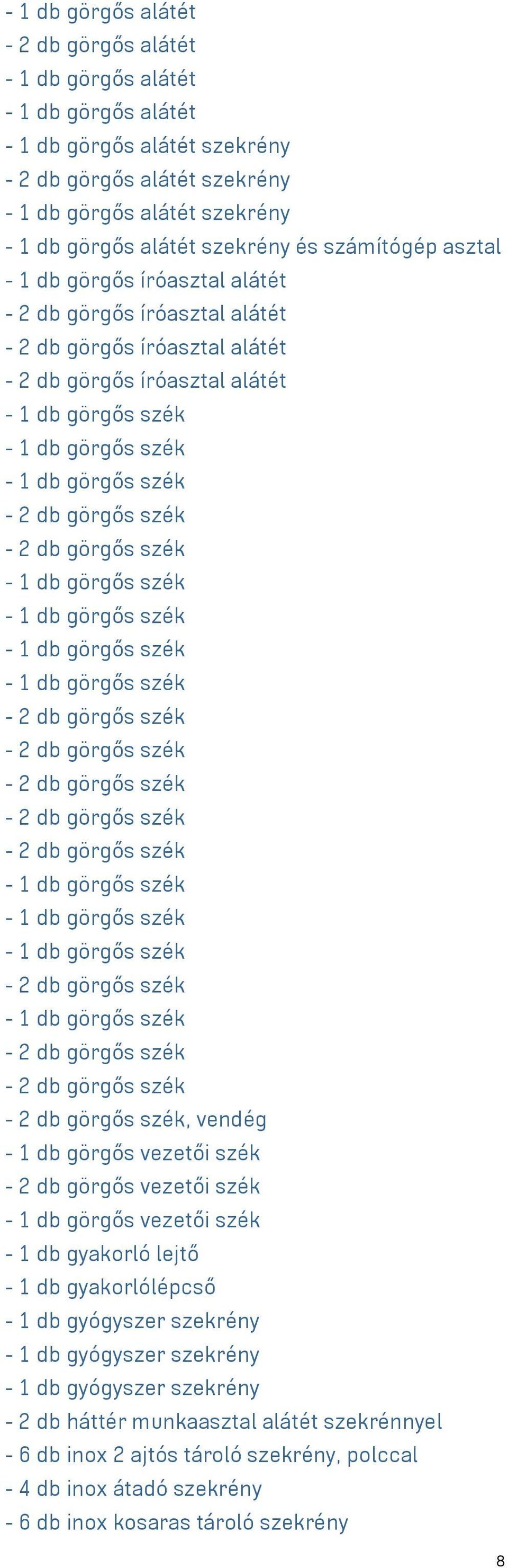 görgős szék - 2 db görgős szék - 2 db görgős szék - 1 db görgős szék - 1 db görgős szék - 1 db görgős szék - 1 db görgős szék - 2 db görgős szék - 2 db görgős szék - 2 db görgős szék - 2 db görgős