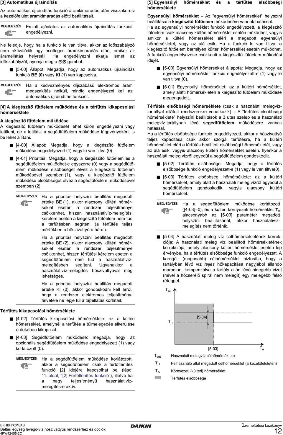 Ne feledje, hogy ha a funkció le van tiltva, akkor az időszabályzó nem aktiválódik egy esetleges áramkimaradás után, amikor az áramellátás helyreáll.