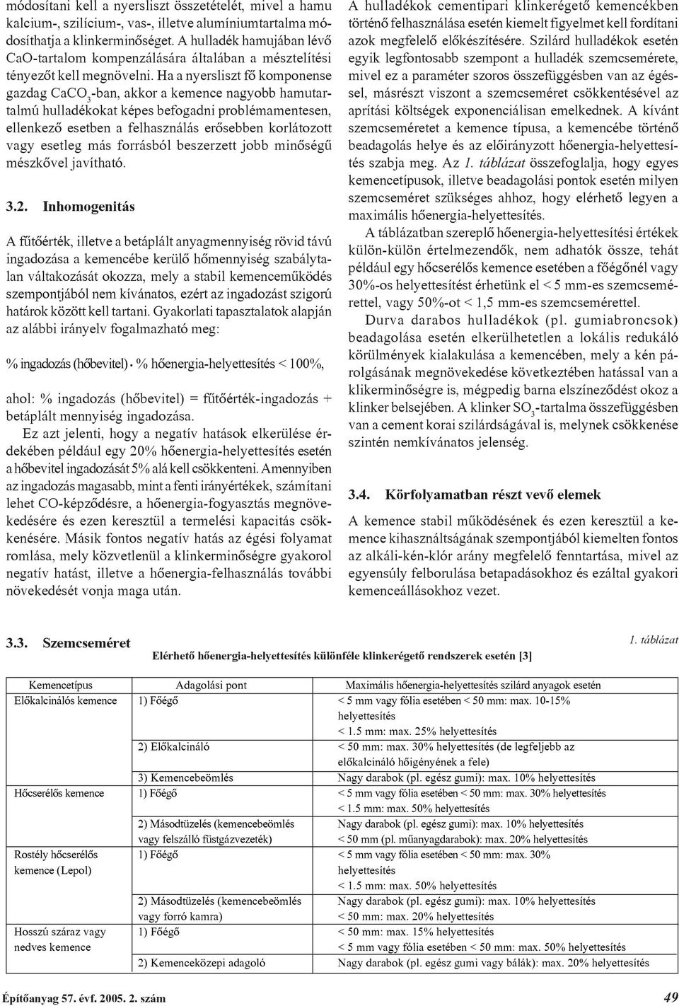 Ha a nyersliszt fõ komponense gazdag CaC -ban, akkor a kemence nagyobb hamutartalmú hulladékokat képes befogadni problémamentesen, ellenkezõ esetben a felhasználás erõsebben korlátozott vagy esetleg