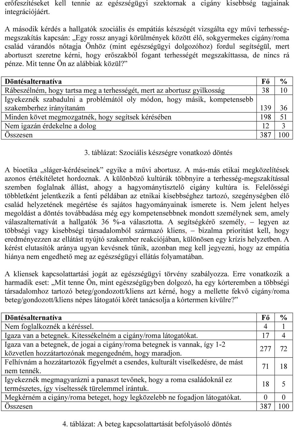 Önhöz (mint egészségügyi dolgozóhoz) fordul segítségül, mert abortuszt szeretne kérni, hogy erőszakból fogant terhességét megszakíttassa, de nincs rá pénze. Mit tenne Ön az alábbiak közül?