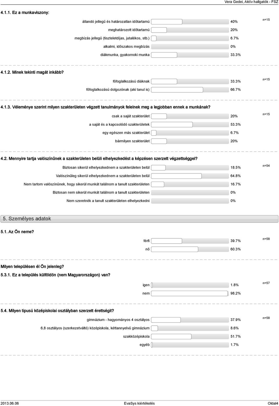 .. Véleménye szerint milyen szakterületen végzett tanulmányok felelnek meg a legjobban ennek a munkának? csak a saját szakterület 0% n= a saját és a kapcsolódó szakterületek.